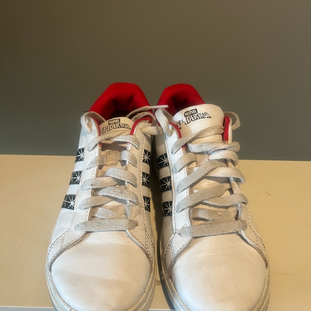 Adidas - Spider-Man Collab White Sneakers with Black and Red Details